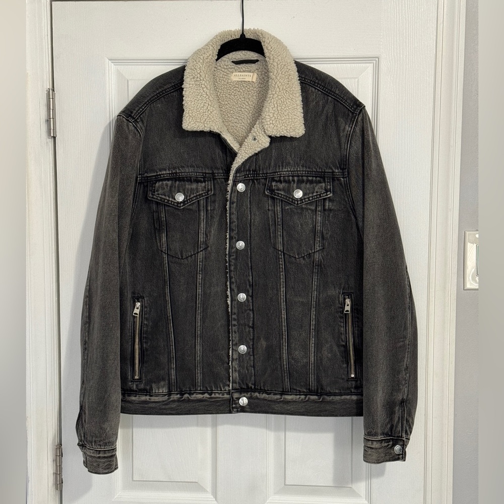 Allsaints Fern Denim Jacket - Black - Size Xl
